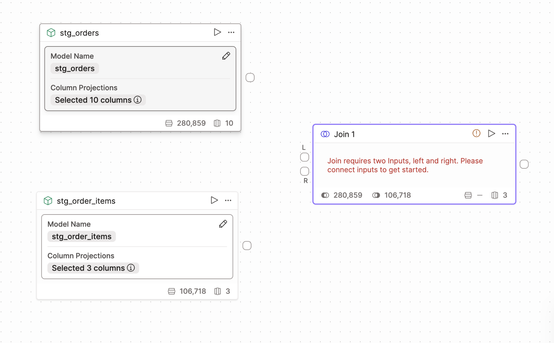 A join that has not been connected to the models A join that has not been connected to the models